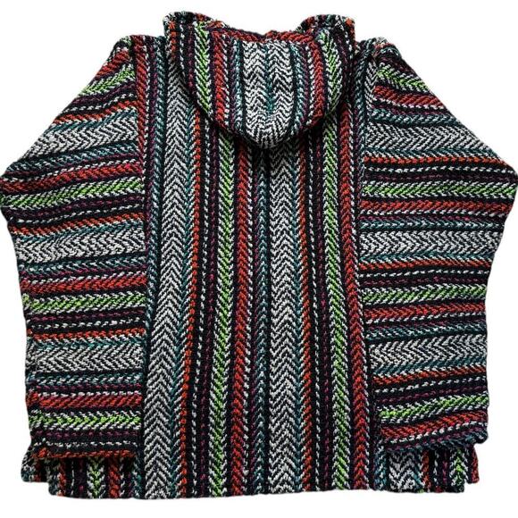Earth Ragz Baja Hoodie Cotton/Acrylic Blend Multi Colored Large Made in Mexico - Picture 2 of 8
